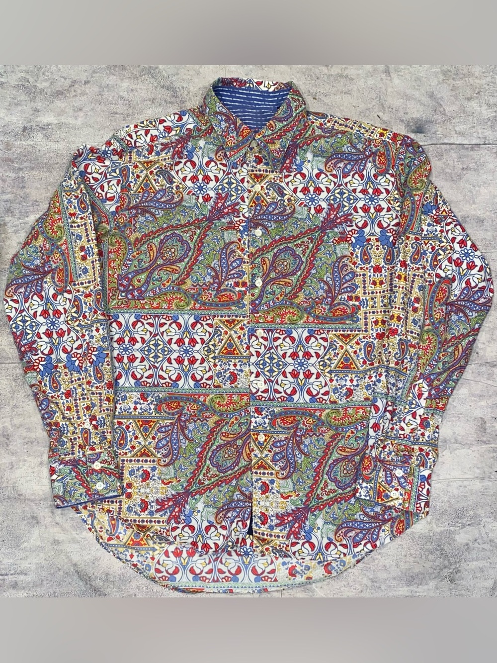Robert Graham Vibrant Paisley Floral Pattern Button Up Down Casual Dress Shirt L